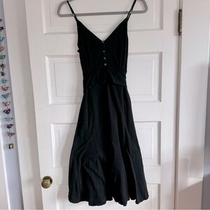 Three Dots Black 100 Cotton dress with empire waist tie USA made.
